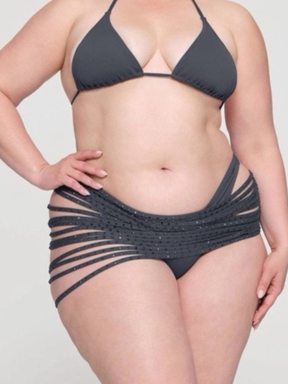 NWT Skims rhinestone strappy swim skirt (3X) & matching bottoms (2X)